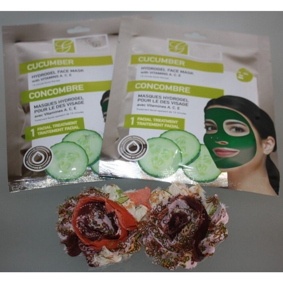 2 Cucumber Hydrogel Facial Masks with Vitamins A, C, E Global Beauty Care New - Picture 1 of 4
